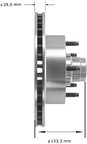 Bendix Friction PRT1906 Disc Brake Rotor and Hub Assembly - Front - view 2