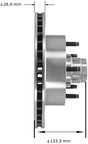 Bendix Friction PRT1907 Disc Brake Rotor and Hub Assembly - Front - view 2