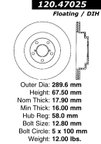 Centric 120.47025 Disc Brake Rotor - Rear - view 7