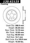 Centric 120.62125 Disc Brake Rotor - Rear - view 7