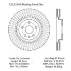 Centric 120.62140 Disc Brake Rotor - Front - view 7