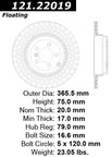 Centric 121.22019 Disc Brake Rotor - Rear - view 7