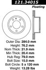 Centric 121.34015 Disc Brake Rotor - Front - view 8