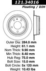 Centric 121.34016 Disc Brake Rotor - Rear - view 8