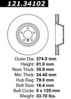 Centric 121.34102 Disc Brake Rotor - Front - view 7