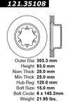 Centric 121.35108 Disc Brake Rotor - Rear - view 6