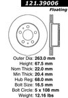 Centric 121.39006 Disc Brake Rotor - Front - view 7