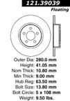 Centric 121.39039 Disc Brake Rotor - Rear - view 7