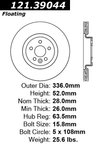 Centric 121.39044 Disc Brake Rotor - Front - view 7