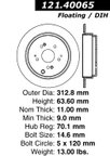 Centric 121.40065 Disc Brake Rotor - Rear - view 7