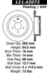 Centric 121.42072 Disc Brake Rotor - Rear - view 7