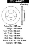 Centric 121.44070 Disc Brake Rotor - Front - view 7