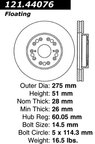 Centric 121.44076 Disc Brake Rotor - Front - view 6