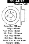 Centric 121.44126 Disc Brake Rotor - Rear - view 7