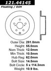 Centric 121.44145 Disc Brake Rotor - Rear - view 7