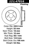 Centric 121.47016 Disc Brake Rotor - Front - view 7
