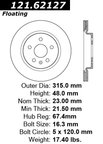 Centric 121.62127 Disc Brake Rotor - Rear - view 7
