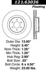 Centric 121.63036 Disc Brake Rotor - Front - view 7