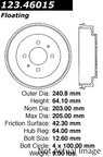 Centric 123.46015 Brake Drum - Rear - view 1