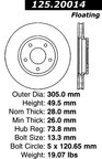 Centric 125.20014 Disc Brake Rotor - Front - view 6