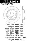 Centric 125.22021 Disc Brake Rotor - Rear - view 2