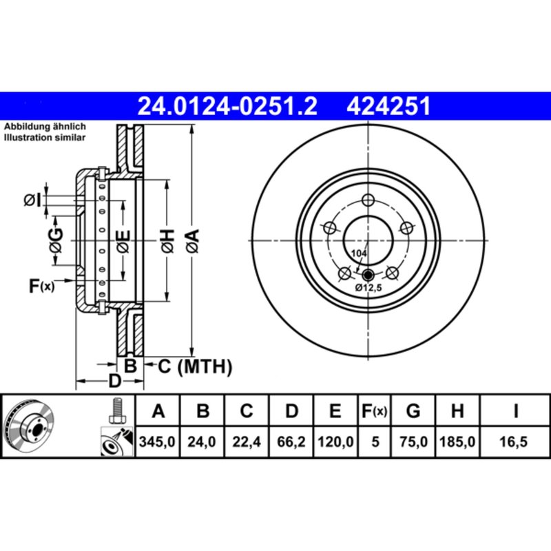 ATE 424251 Disc Brake Rotor - Rear