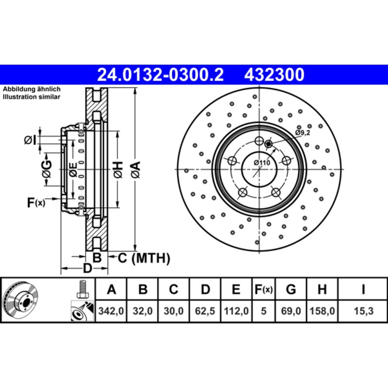 ATE 432300 Disc Brake Rotor - Front