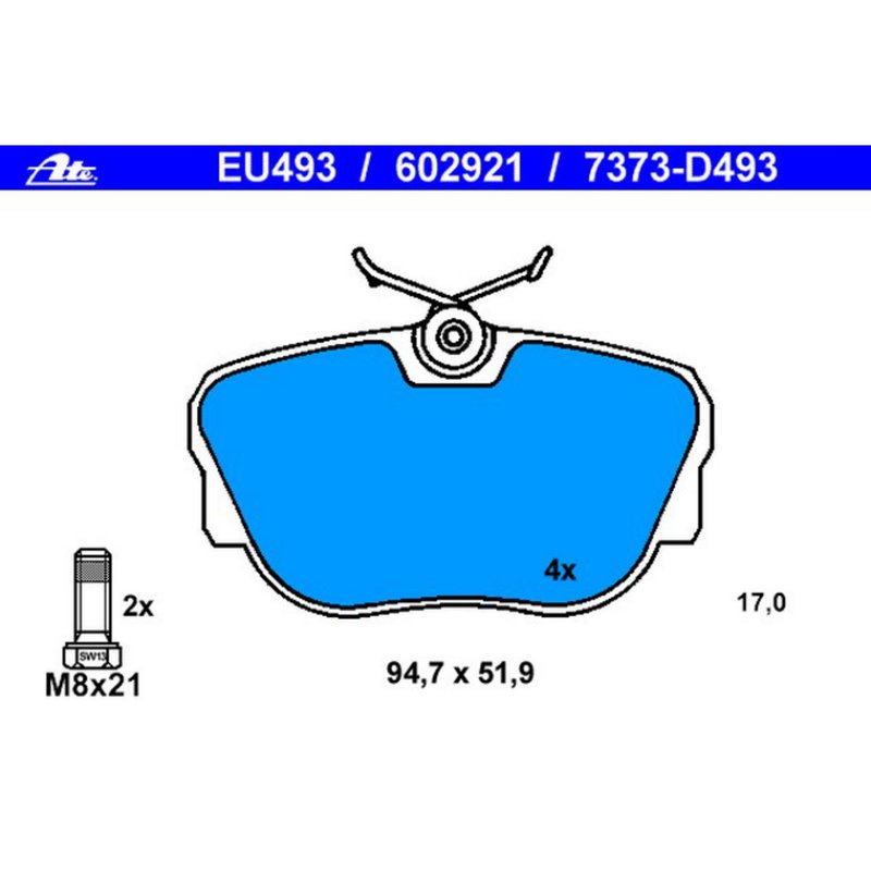 ATE 602921 Disc Brake Pad Set - Front
