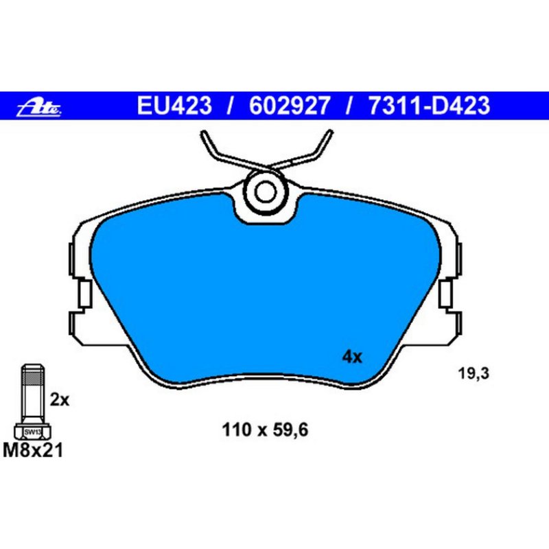 ATE 602927 Disc Brake Pad Set - Front