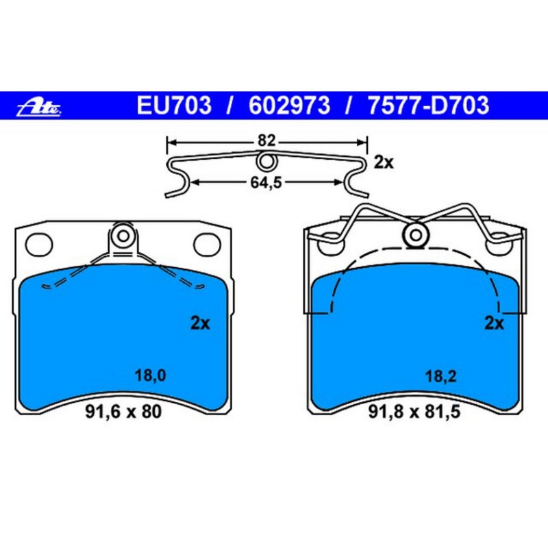 ATE 602973 Disc Brake Pad Set - Front