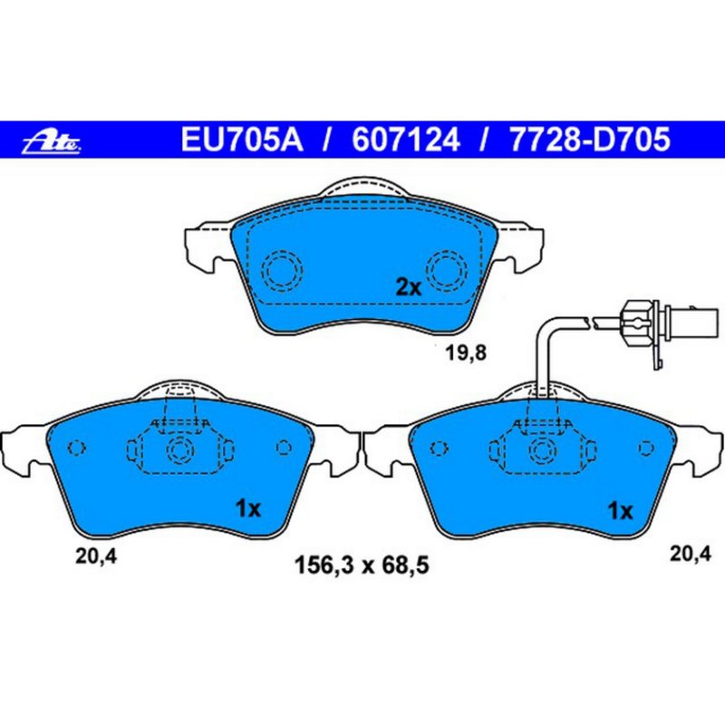 ATE 607124 Disc Brake Pad Set - Front