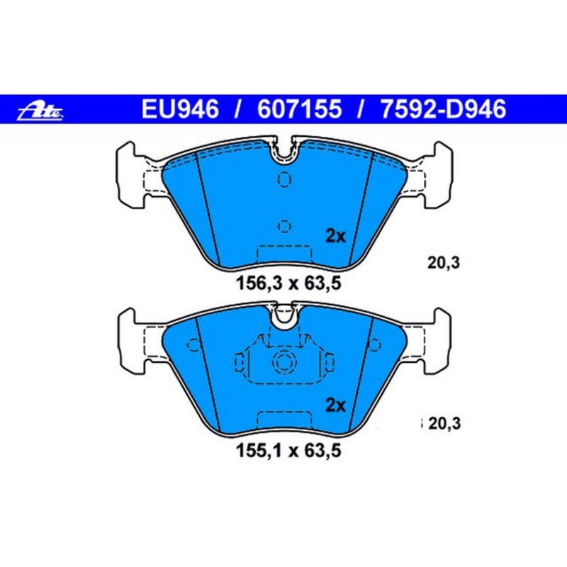 ATE 607155 Disc Brake Pad Set - Front