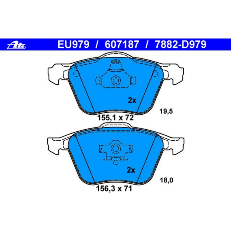 ATE 607187 Disc Brake Pad Set - Front