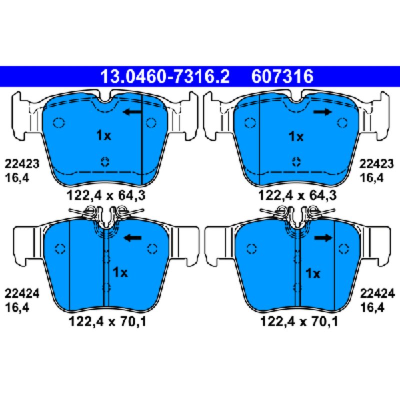 ATE 607316 Disc Brake Pad Set - Rear