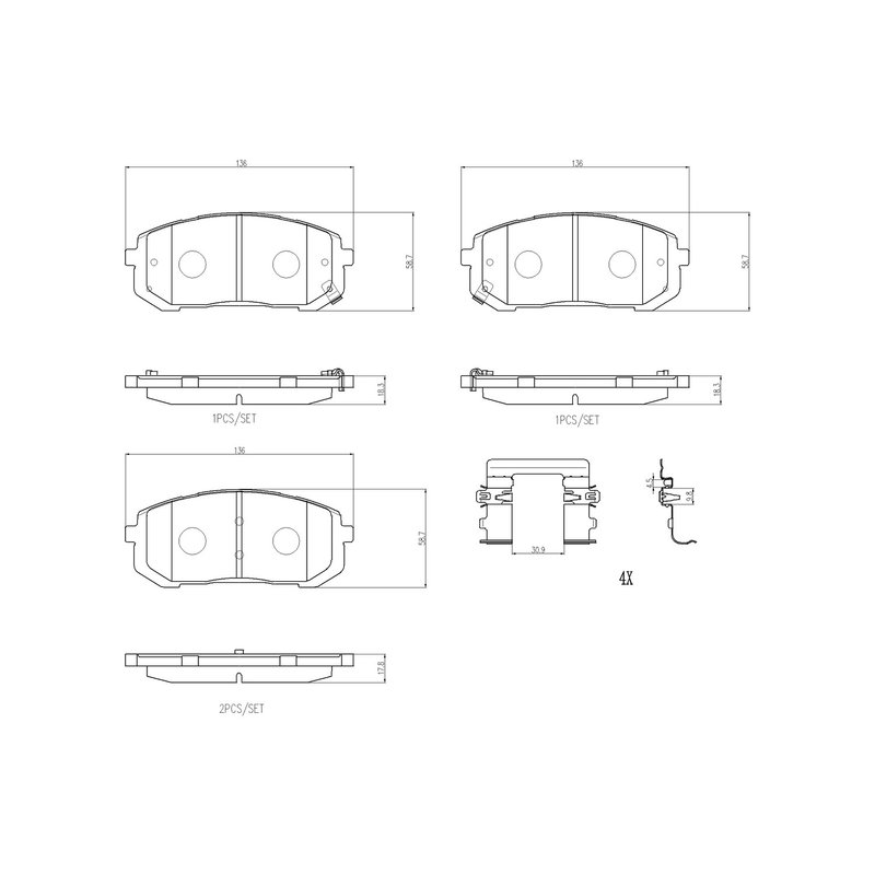 Brembo P30145N Disc Brake Pad Set - Front