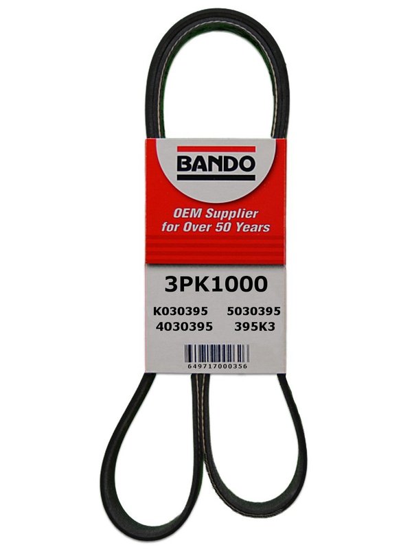 Bando 3PK1000 Accessory Drive Belt - Fan and Power Steering, Power Steering or Water Pump and Power Steering