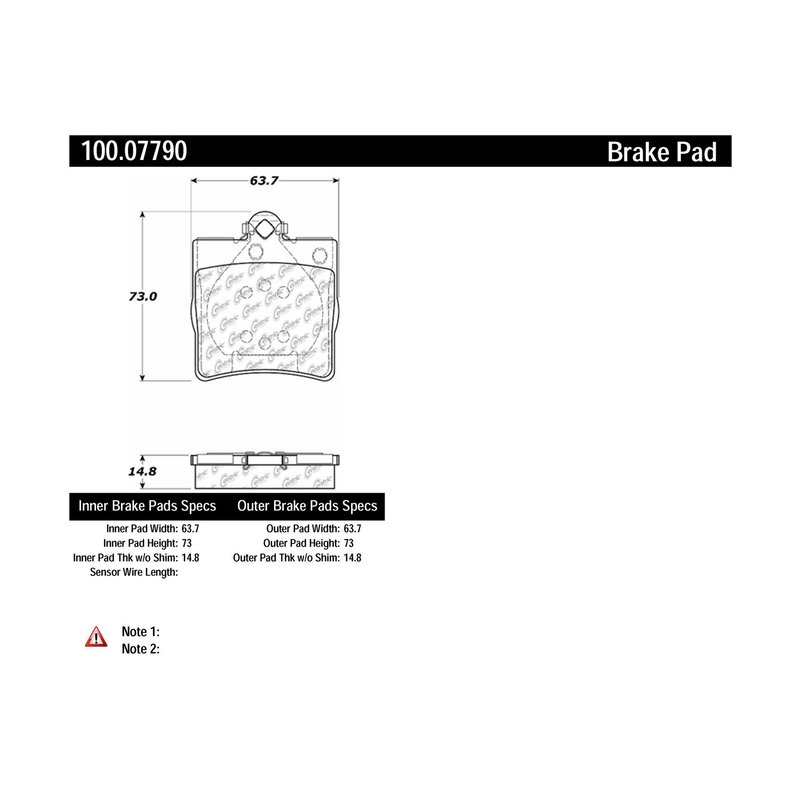 Centric 100.07790 Disc Brake Pad Set - Rear