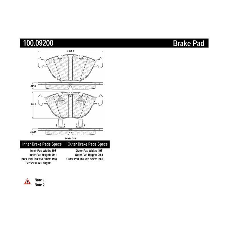 Centric 100.09200 Disc Brake Pad Set - Front