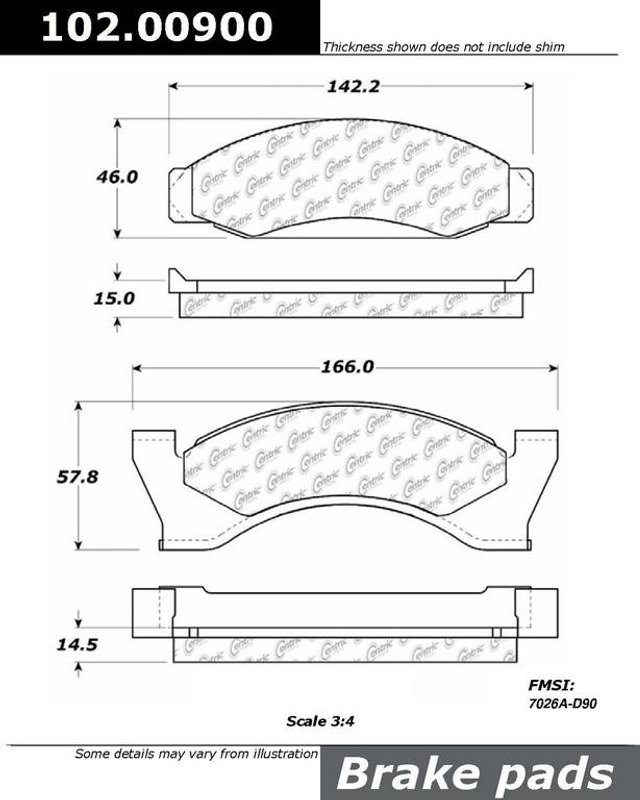 Centric 102.00900 Disc Brake Pad Set - Front