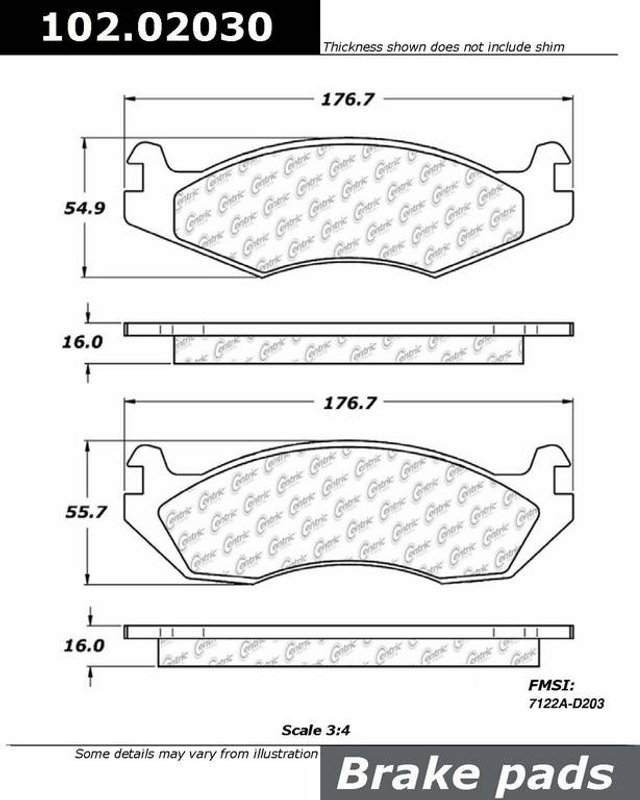 Centric 102.02030 Disc Brake Pad Set - Front