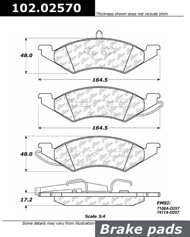 Centric 102.02570 Disc Brake Pad Set - Front
