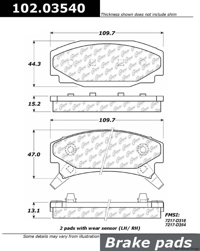 Centric 102.03540 Disc Brake Pad Set - Rear