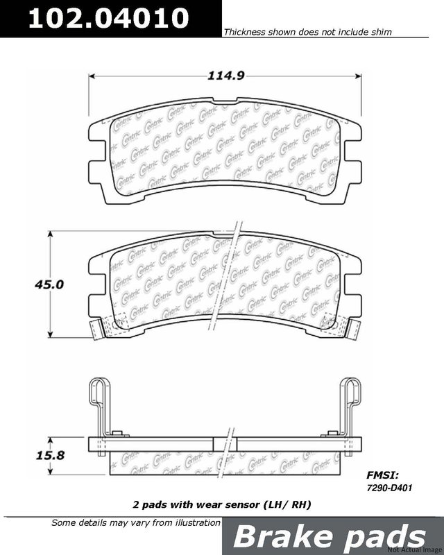 Centric 102.04010 Disc Brake Pad Set - Rear