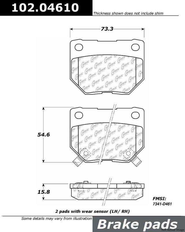 Centric 102.04610 Disc Brake Pad Set - Rear
