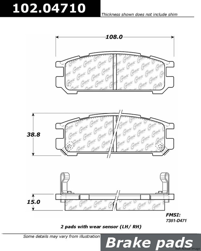 Centric 102.04710 Disc Brake Pad Set - Rear