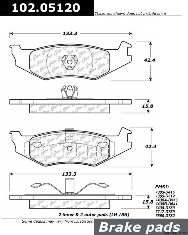 Centric 102.05120 Disc Brake Pad Set - Rear