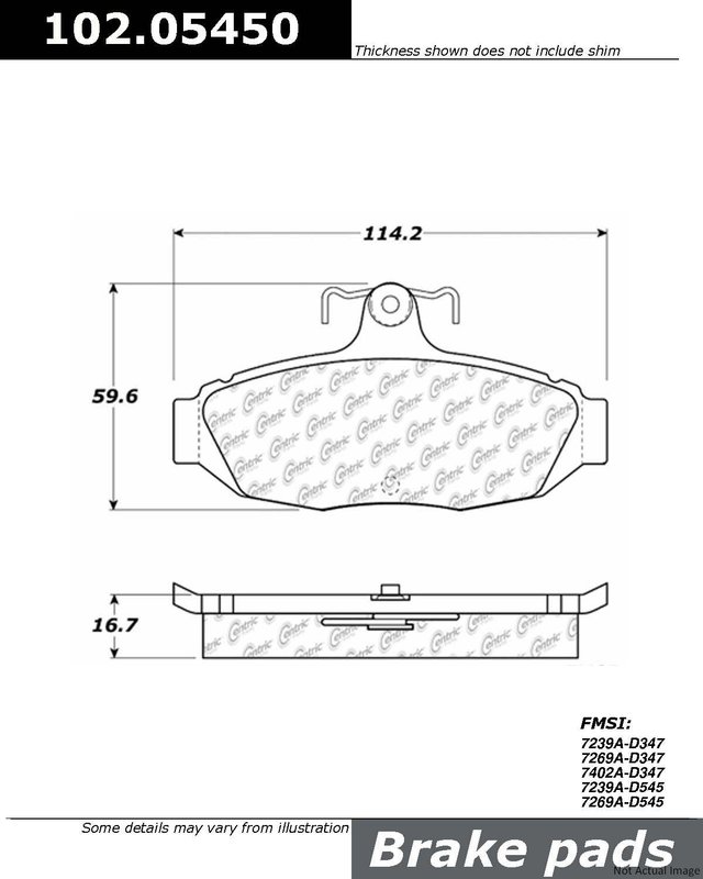 Centric 102.05450 Disc Brake Pad Set - Rear