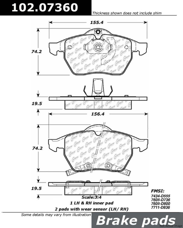 Centric 102.07360 Disc Brake Pad Set - Front