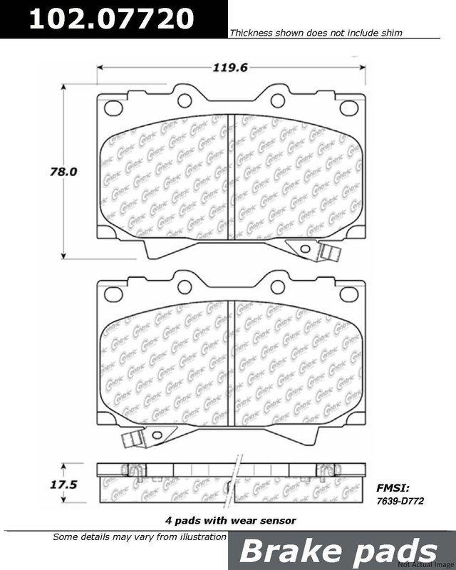 Centric 102.07720 Disc Brake Pad Set - Front