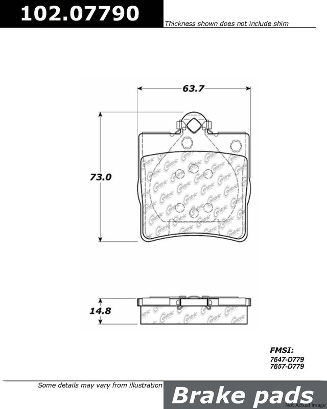 Centric 102.07790 Disc Brake Pad Set - Rear